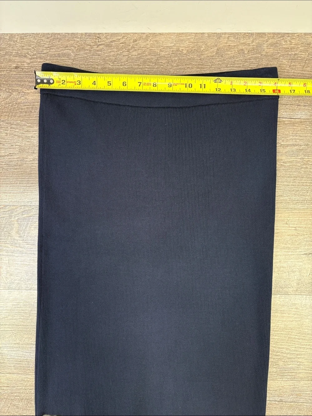 DKNY Navy Blue Ribbed Knit Midi Pencil Skirt Size Large